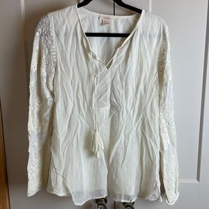 Sundance white embroidered long sleeve boho top